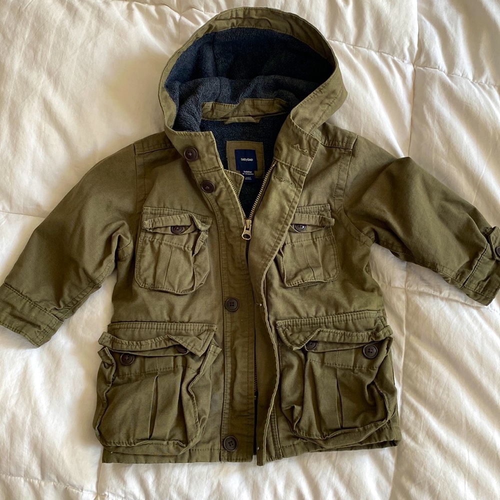 Baby Gap toddler jacket size 18-24 months Army Green Military style